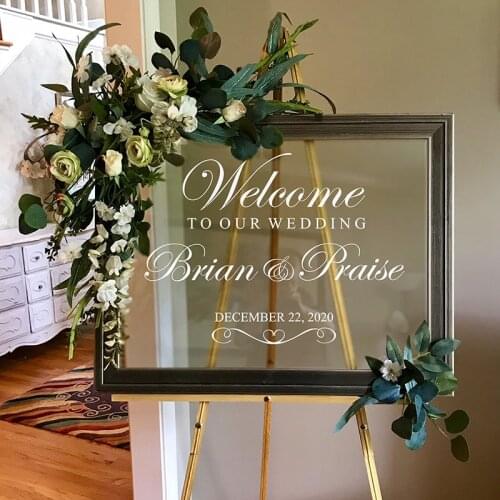 Custom Wedding Welcome Decals Personalized Wedding Wall Stickers Wine Glass Decals wedding anniversary Stickers for Car Shoe Cup