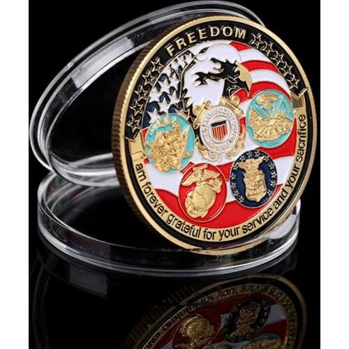 Usa Navy Coast Guard American Free Eagle Totem Gold Military Medal Coin Collection