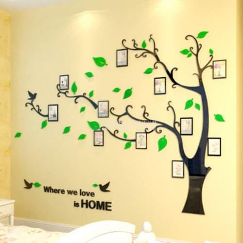 Creative DIY Acrylic 3D Stereo Wall Sticker Photo Frame Romantic Branch Leaf Tree Modern Simple Living Room Bedroom Wall Decor