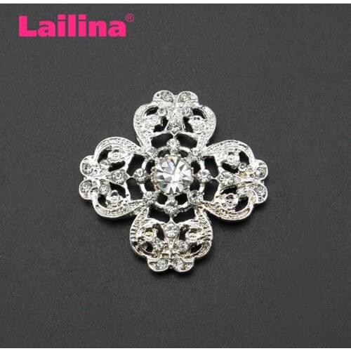 Round metal rhinestone button wedding embellishment hair flower accessories button