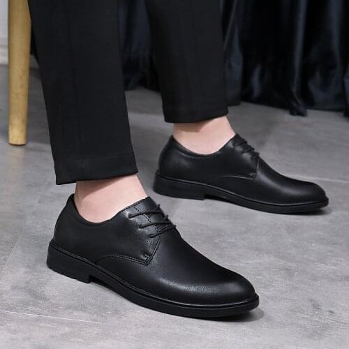 Men Genuine Leather shoes Platform Wingtip Oxford Shoes Pointed Toe Lace-Up Oxfords Dress Brogues black Wedding Shoes men
