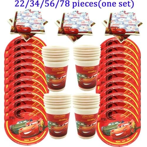 Baby Shower Birthday Party Cars Disney Party Cup Plates Napkin Disposable Tableware Set Cars Theme Party Supplies Decoration Set