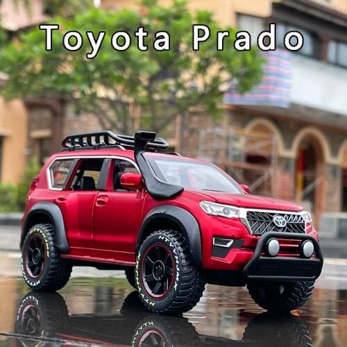 New 1/24 Toyota Prado Overbearing Suv Off-Road Car Model Boy Sound And Light Alloy Simulation Toy Car Collection Decoration Gift