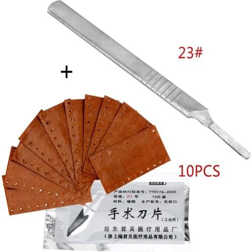 DIYWORK Carving knife 10 Pieces Scalpel Surgical Blades with 1 Pieces Handle 23# 11# Stainless Steel For PCB Circuit Board