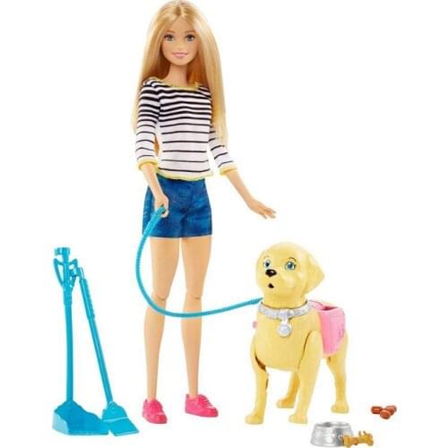Original Barbie Walk & Potty Pup Pet Dog Blonde Doll Toys for Girls Childrens Toys Gifts In Box Genuine Barbie Dolls
