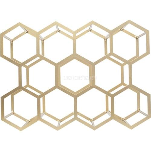 Simple Hexagon Geometric Wine Rack Metal Iron 1-11 Bottle Mount Grape Wine Rack Restaurant Living Room Bar Cabinet Wine Display
