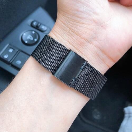 Universal Milanese Watchband 12 14 16 18 20mm 22mm 24mm Silver Stainless Steel Strap Band Replacement Bracelet for Smart Watch