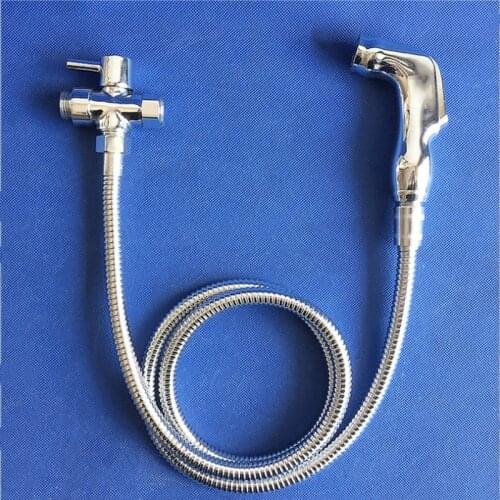 Handheld Bidet Spray Shower Set Wall Bracket Toilet Sprayer Douche Kit Bidet Faucet Chrome Finished