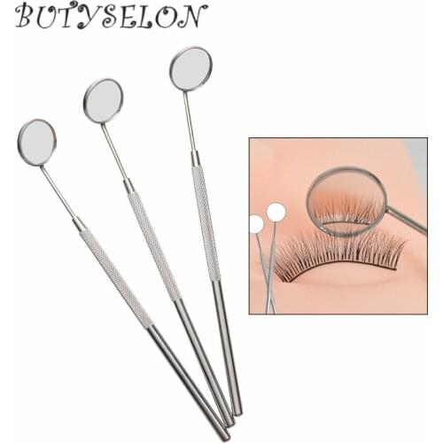 Magnifying Checking Eyelash Extension Grafting and Mouth Oral Teeth Care Eyelashes Mirror Stainless Steel Handle Makeup Tools