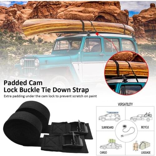 1pair Surfboard Canoe Quick Release Surf Roof Oudoor Cam Buckle Kayak Strap Car Top SUP Luggage Rack Scratch-free Nylon Tie Down