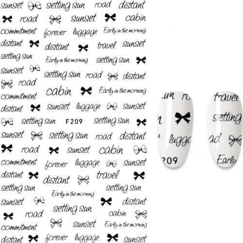 1PC 3D Nail Stickers English Letter Designs Nail Art Decorations Stickers for Nails