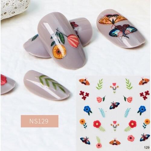 1 Pc 3D Butterfly Flower Nail Stickers Graffiti Design Retro Bronzing Nail Art Decals Adhesive White Lace Manicure Decoration