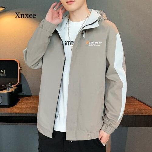 2021 New Letter Embroidery Man Jacket Spring Fall Korean Style Trendy Mens Trendy Tops Mens Hooded Coats Clothing Windbreaker