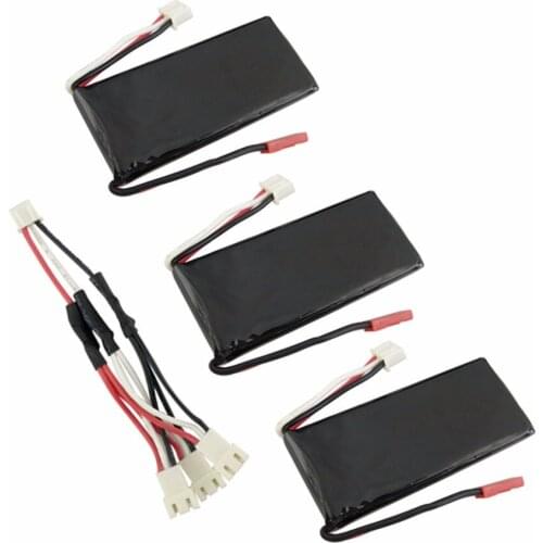 3PCS 7.4V 610mah Lithium Battery with 1 Torr 3 Charging Cable for JXD 518 H55 Quadcopter Aircraft Spare Parts UAV Battery