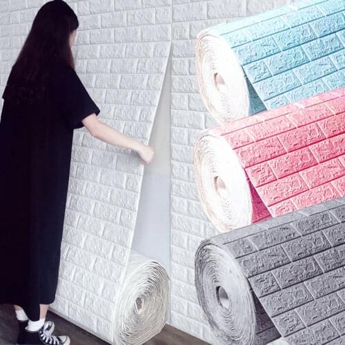 70cm*1m 3D Wallpaper Continuous Brick Pattern Sticker Waterproof Sticker Home Decoration 3D Self-adhesive Wallpaper Wall Sticker
