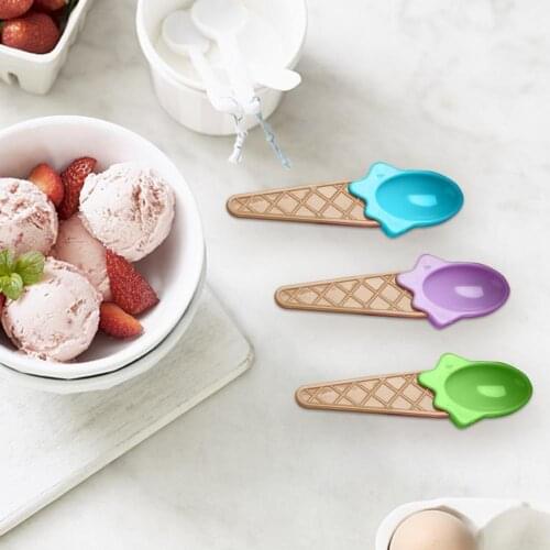 Durable 4Pcs Excellent Vivid Color Mini Ice Cream Spoons Plastic Mixing Spoons Food Grade for Home