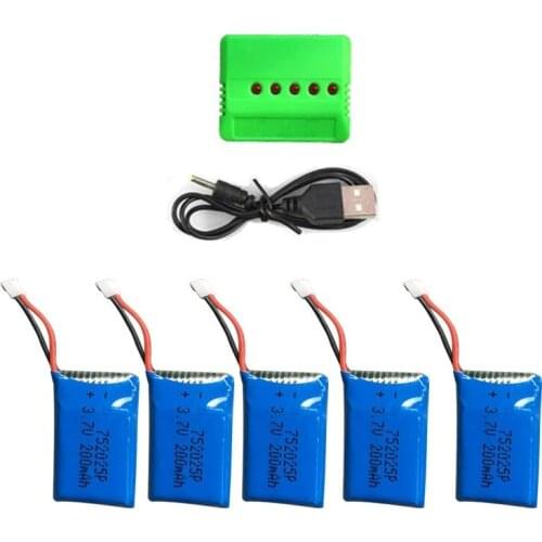 Syma X11/x4/x13 3.7V 200mAh 20C Battery 10pcs With 6in 1 USB Charger Set For Syma X4 X13 Quadcopter Helicopters RC Parts