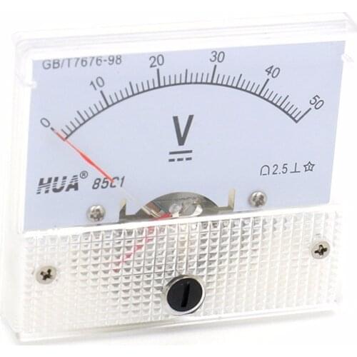 DC 0-50V Analog Voltmeter Panel Meter Gauge 85C1Analog Voltmeter 85C1 DC 0-50V Rectangle Analog Volt Panel Meter Gauge