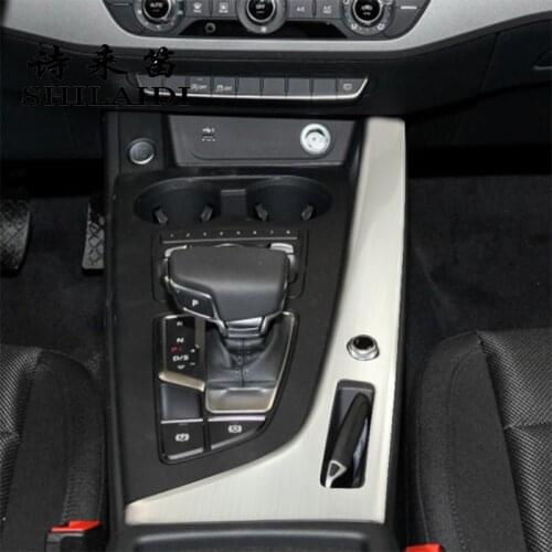 For Audi A4 B9 A5 Car Accessories Control Gear Shift panel Water Cup Holder Styling decorative strip Interior Cover trim Sticker