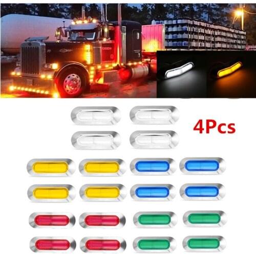 4x 12V 24V 4 LED Car Truck Side Marker Lights External Warning Tail Light Indicator Signal Brake Lamp For Trailer Lorry Bus Boat