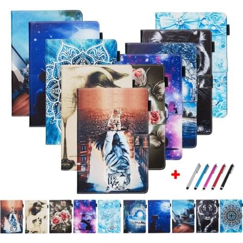 Tablet Case For Huawei MediaPad M5 10.8 CMR-AL09 CMR-W09 Painted Smart Wallet Cover For M5 Pro 10 10.8" PU Leather Stand Funda