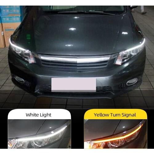 CSCSNL 2Pcs For Honda Civic 2011 2012 2013 2014 2015 Car Headlight Decoration Yellow Turn Signal DRL LED Daytime Running Light