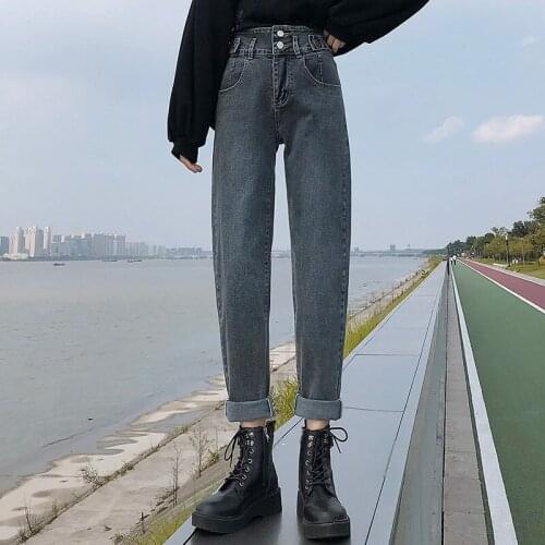 Casual denim jeans loose high waist plus size 25-32 casual women trousers thin cotton carrot plus size women fashion pants