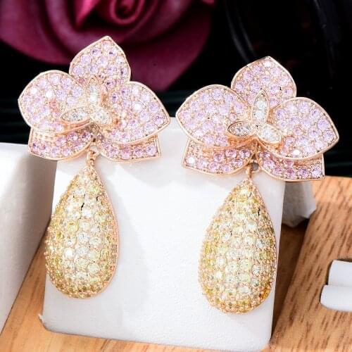 GODKI 45MM New Spring multicolor Flower Earrings For Women Wedding Party Indian Dubai Bridal Jewelry boucle d'oreille femme Gift