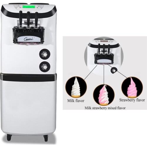 Commercial Three Flavors Movable Vertical Soft Ice Cream Maker For Dessert Shops Stainless Steel Ice Cream Machine BX368CRED2