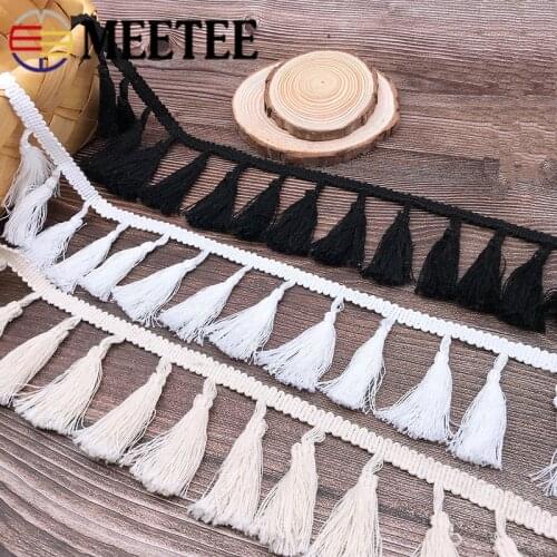 10Yards Meetee 7cm Cotton Fringe Trim for Curtains Tassel Trimming with Brushes Apparel Sewing Lace Fabric DIY Craft Accessories