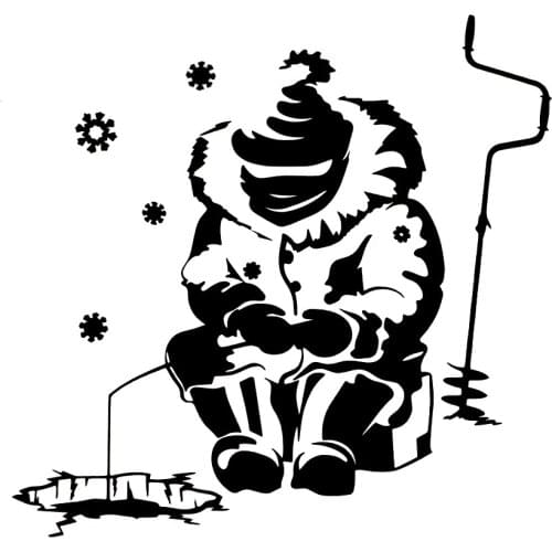 Personality Cars Deca Ocean Fish Hobby Winter Fishing Pvc Car Sticker Motorcycle Decals Red/Black/White/Silve/Laser ,22*22cm