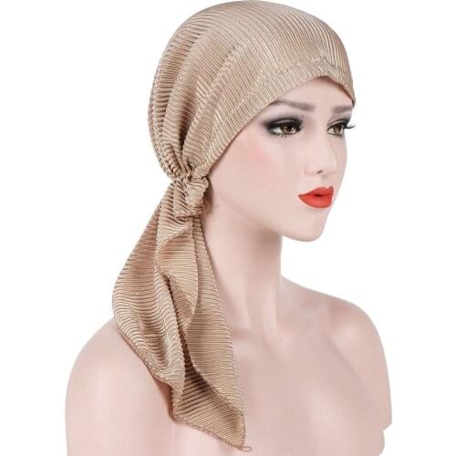 Muslim soild cotton wrap head scarf caps women turban hat islamic headdress ready to wear hijab cap turbante mujer