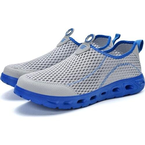 2021 Summer Mens Casual Shoes Outdoor Breathable Loafers On-slip Men Mesh Shoes Plus Size Black