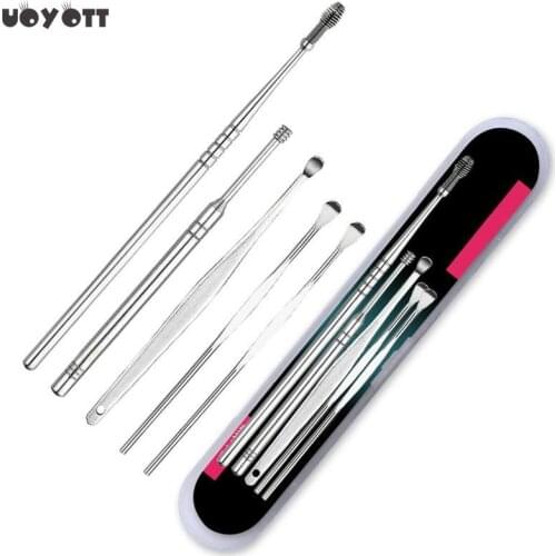 5 Pcs / Lot Steel Portable Choose Ear Wax Health Stick Cure Cleaner Cleaning Kit Ear Care Removal Tools