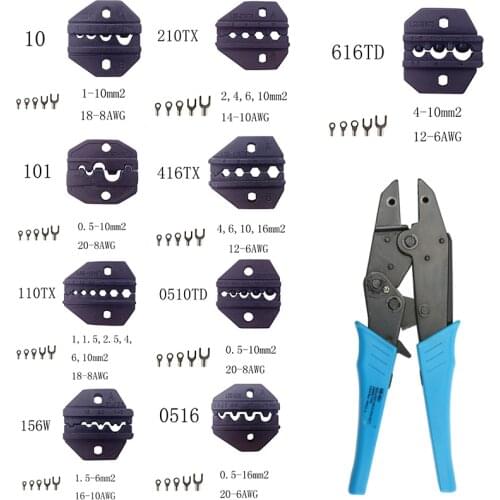 1pair crimping die set for non insualted cable lugs ratchet crimper pliers hand Tools