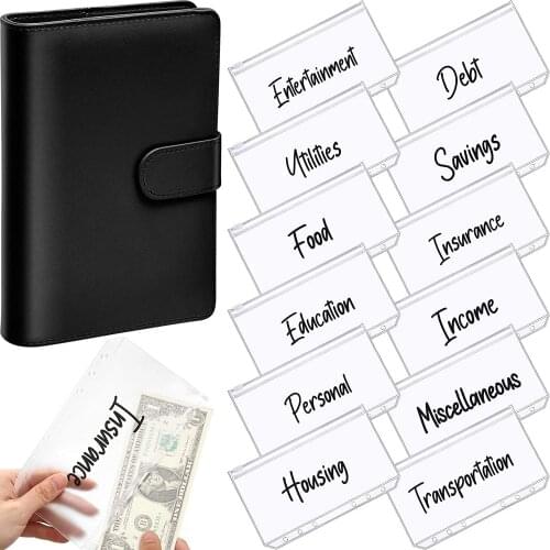 2021 New Custom A6 PU Notebook Binder Planner Budget Organizer 6 Ring Binder Cover Magnetic Personal Agenda with Clear Envelope