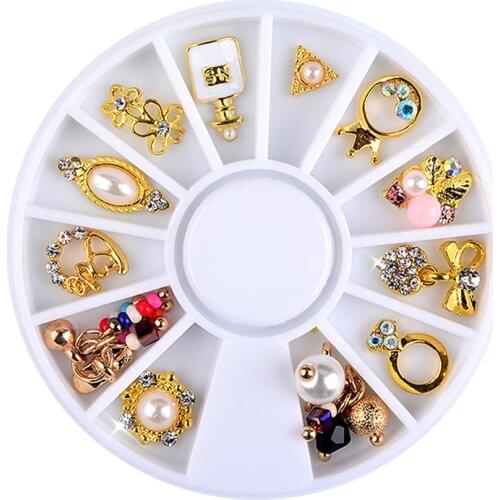 New 3d Charm Alloy Nail Art Rhinestone Decoration Wheel DIY Beauty Nail Jewelry Supplies