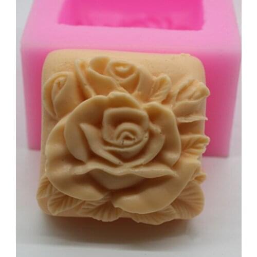 Wholesale!!!1pcs Square Shaped Rose (C472) Silicone Handmade Soap Mold Crafts DIY Mould