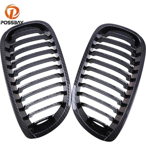 POSSBAY Imitation Carbon Fiber Front Grill Grilles for BMW 3-Series E46 318Ci/320Cd/320Ci/325Ci Coupe/Cabrio 2003-006 Facelift