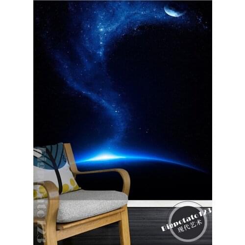 Custom 3D large mural,beautiful dream blue starry sky the moon landscape photography ,living room TV wall bedroom wallpaper