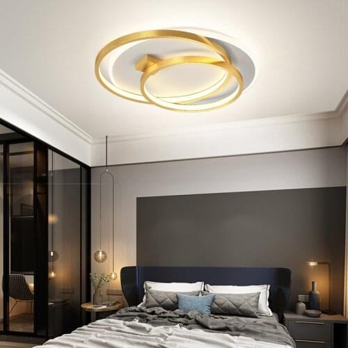 New Style Ceiling Lights 2 Rings for Living Room Bedroom Study Room Corridor Gold and Black Colors Lights Mounted 110V 220V