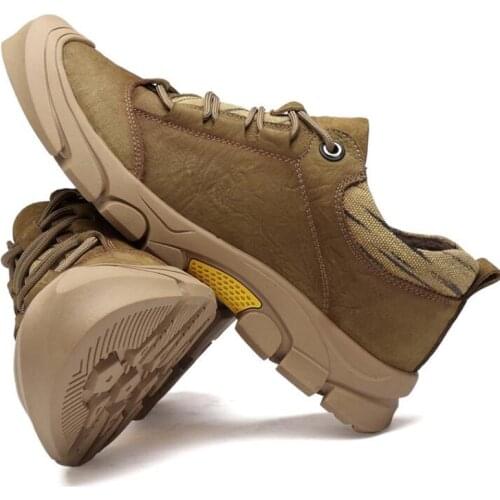 Labor Insurance Shoes Men Steel Head Anti-smash Stab-resistant Anti-slip Beef Tendon Bottom Slip On Cowhide Work Shoes