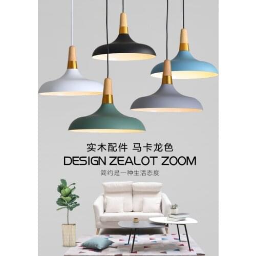 Nordic Pendant Lights For Home Lighting Modern Hanging Lamp Wooden Aluminum Lampshade LED Bulb Bedroom Kitchen Light 90-260V E27
