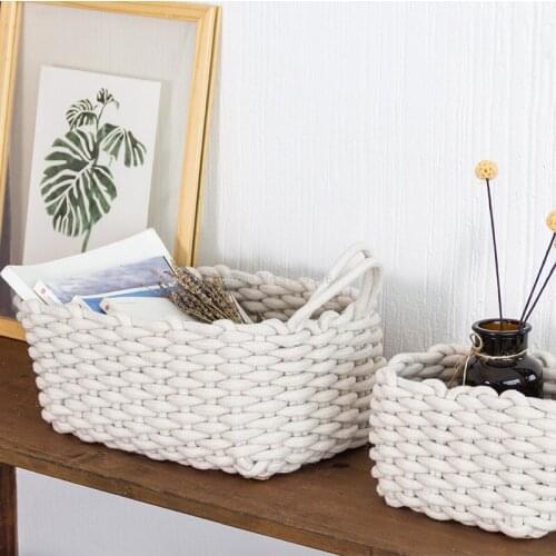 Nordic Hand-woven Storage Baskets Quality Thick Cotton Rope Practical Sundries Cosmetic Organizer Creative Desktop Debris Basket