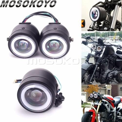 Vintage Motorcycle LED Angle Eye Single/Twin Dual Dominator Head Light for Harley Sportster Cafe Racer Dyna Scrambler Street Bob