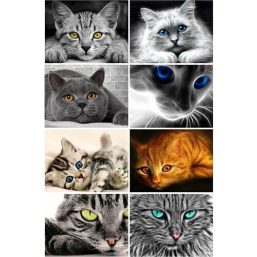 Needlework Diamond Embroidery Cat Full Square Cross Stitch Kits Diamond Painting Animal Picture Rhinestones Mosaic Home Decor