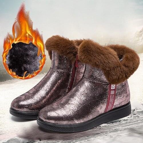 2020 Warm Winter Boots with Fur Women Ankle Snow Boots Female Plush Insole High Quality Botas Mujer Size 35-43 Shoes Woman