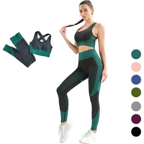 2pcs Yoga Suit For Women Seamless Fitness Sport Yoga Bra Leggings Clothing Female Sport Gym Suits Wear Running Clothes