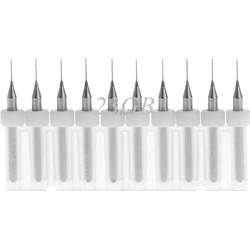 0.4mm Tip 1/8" Shank Spiral Flute Tungsten Carbide Micro PCB Drill Bit 10PCS/SET M07