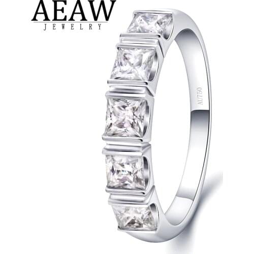 1.5 ctw 3.5 mm DE Color Princess Cut Moissanite Band Ring Engagement Wedding Ring for Women Solid 14k White Gold OR Silver 925